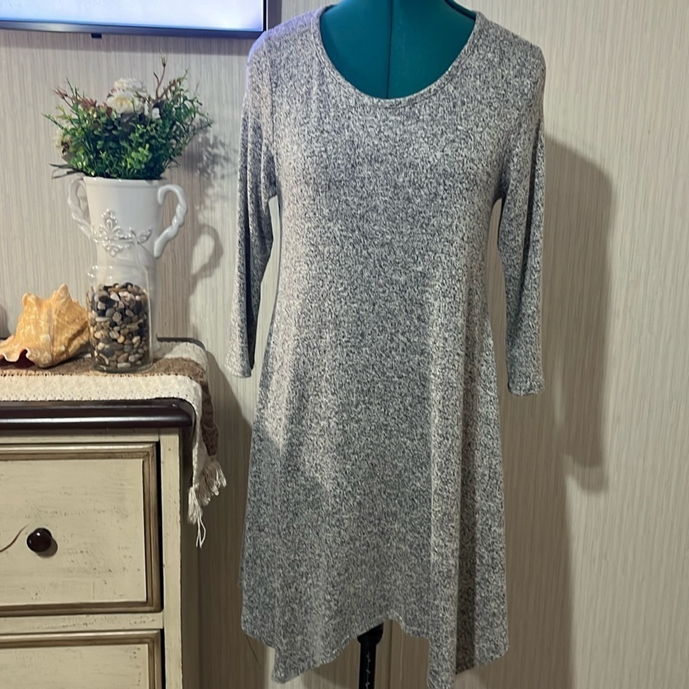 PINC GREY SWEATER CREW NECK A LINE MIDI DRESS